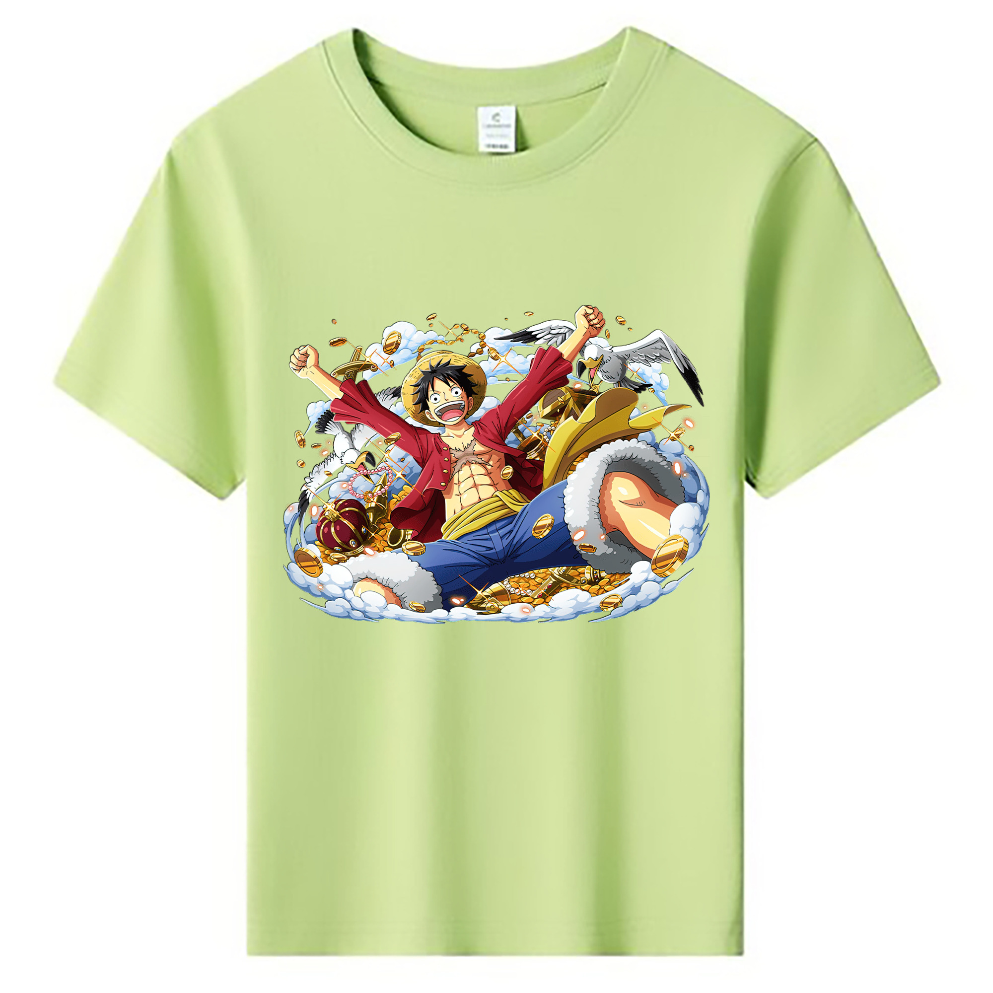 ワンピース モンキー・D・ルフィ ONE PIECE Monkey D. Luffy 綿100％キッズTシャツ（フロントプリント）